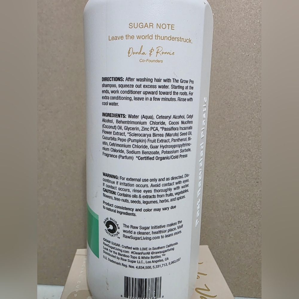 Raw Sugar The Grow Pro Vegan Biotin Conditioner - White & Green - Picture 2 of 2